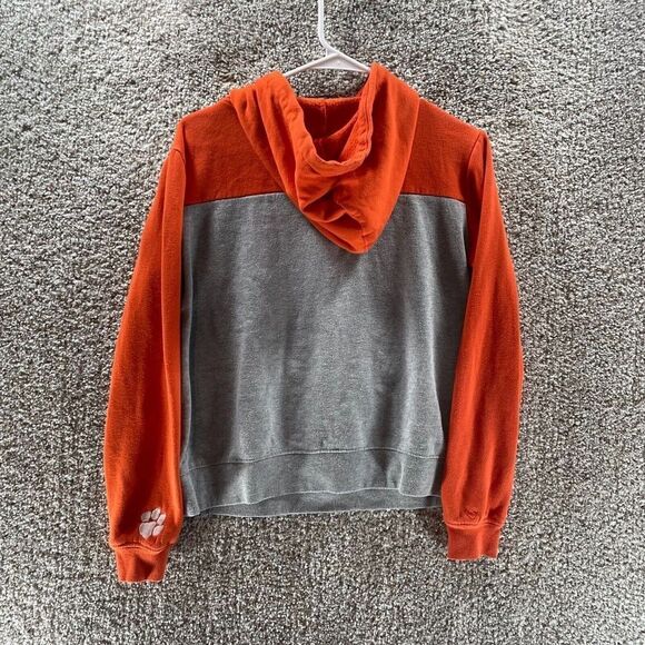 Clemson Tigers Hoodie Sweatshirt Womens Small Orange Grey Pullover Football Logo - Picture 10 of 11